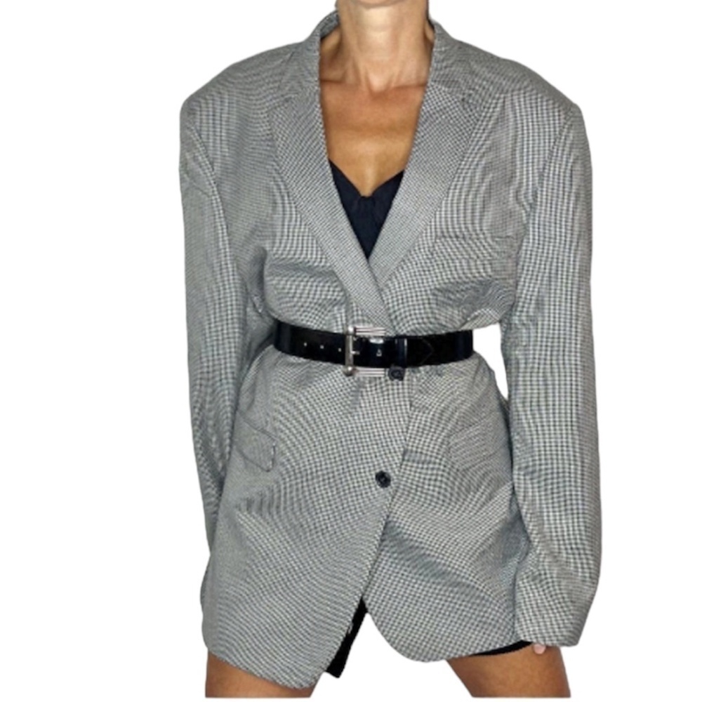 TOMMY Hilfiger Grey Check Oversized Blazer 48L